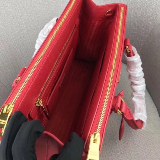 Prada Galleria Medium Bag In Red Saffiano Leather