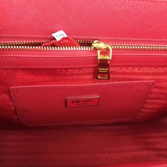 Prada Galleria Medium Bag In Red Saffiano Leather