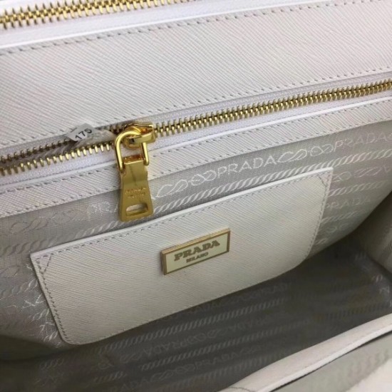 Prada Galleria Medium Bag In White Saffiano Leather