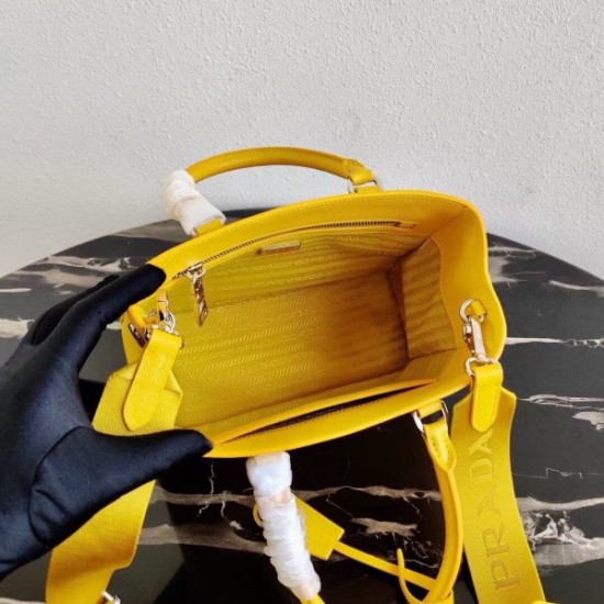 Prada Galleria Micro Bag In Yellow Saffiano Leather