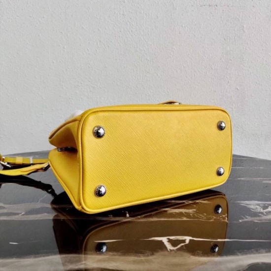 Prada Galleria Micro Bag In Yellow Saffiano Leather