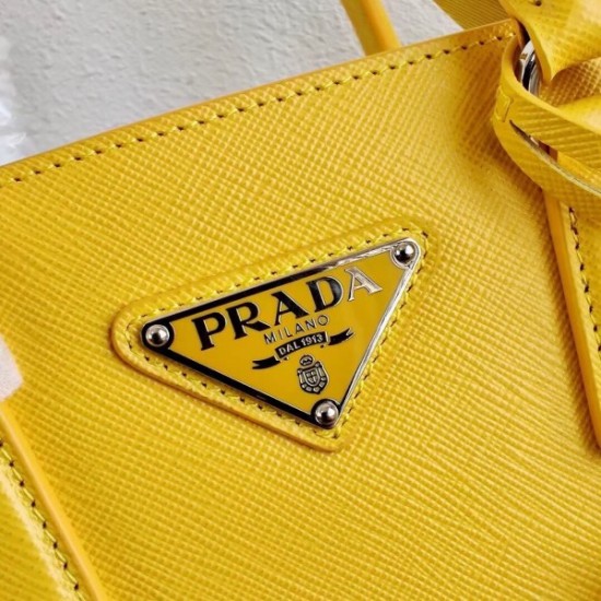 Prada Galleria Micro Bag In Yellow Saffiano Leather