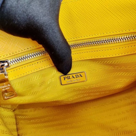 Prada Galleria Micro Bag In Yellow Saffiano Leather