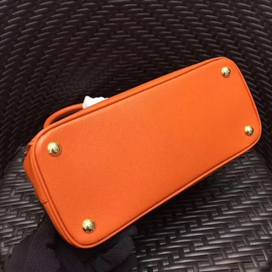 Prada Galleria Small Bag In Orange Saffiano Leather