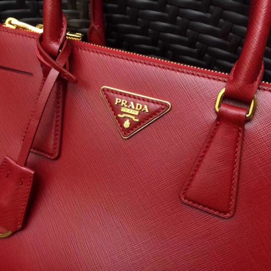 Prada Galleria Small Bag In Red Saffiano Leather