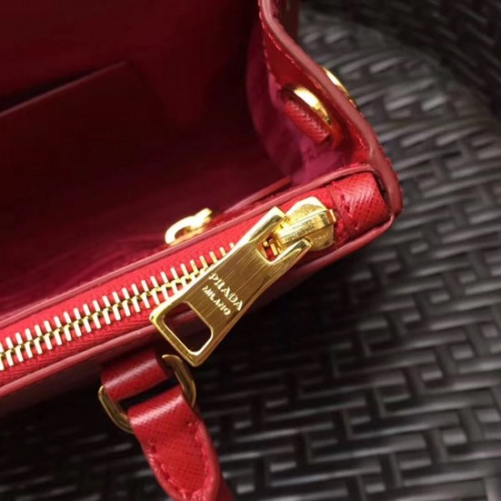 Prada Galleria Small Bag In Red Saffiano Leather