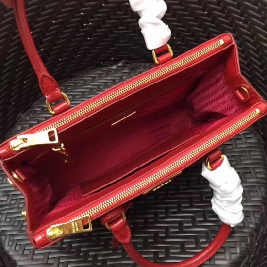 Prada Galleria Small Bag In Red Saffiano Leather