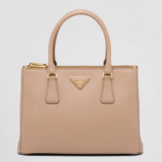 Prada Small Galleria Bag In Beige Saffiano Leather