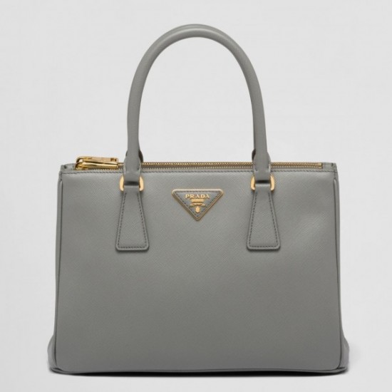 Prada Small Galleria Bag In Grey Saffiano Leather