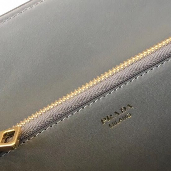 Prada Large Monochrome Bag In Grey Saffiano Leather