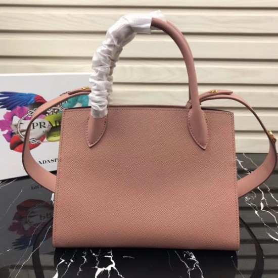 Prada Large Monochrome Bag In Nude Saffiano Leather