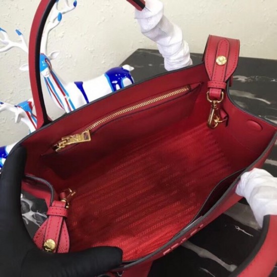 Prada Large Monochrome Bag In Red Saffiano Leather