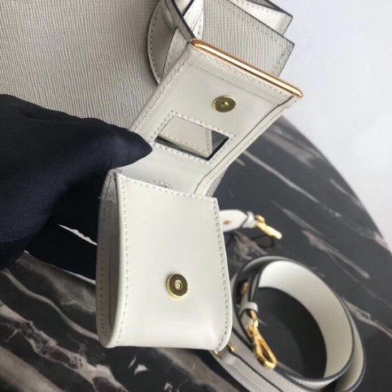 Prada Large Monochrome Bag In White Saffiano Leather