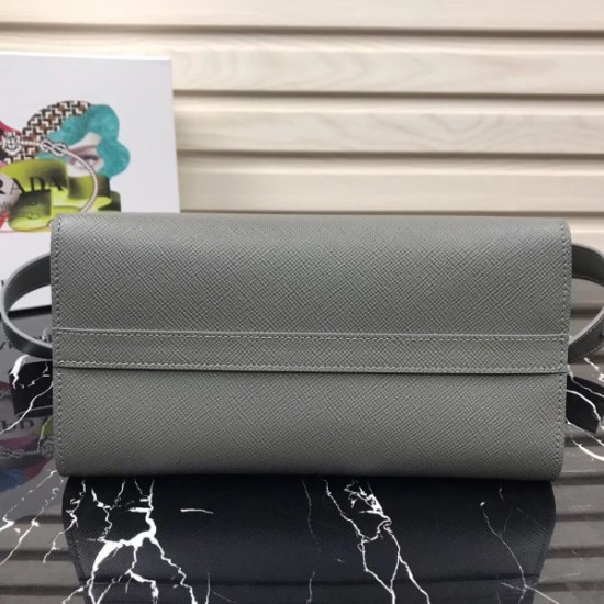 Prada Monochrome Bag In Grey Saffiano Leather