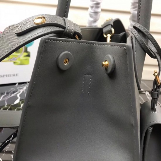 Prada Monochrome Bag In Grey Saffiano Leather