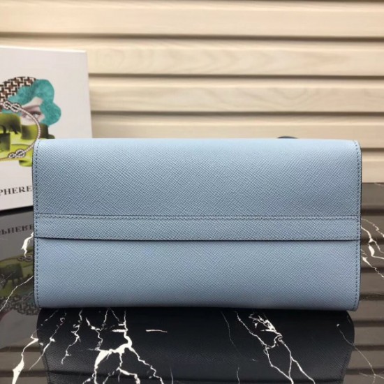 Prada Monochrome Bag In Pale Blue Saffiano Leather