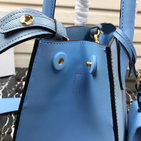 Prada Monochrome Bag In Pale Blue Saffiano Leather