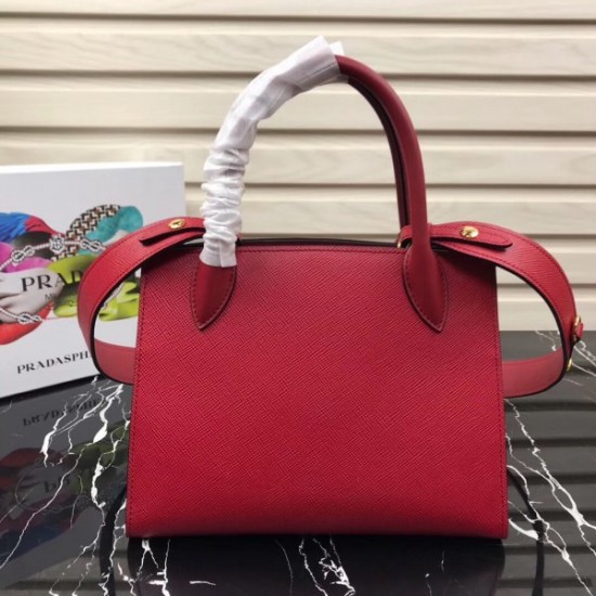 Prada Monochrome Bag In Red Saffiano Leather