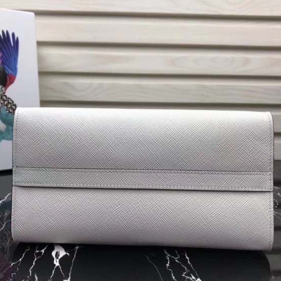 Prada Monochrome Bag In White Saffiano Leather