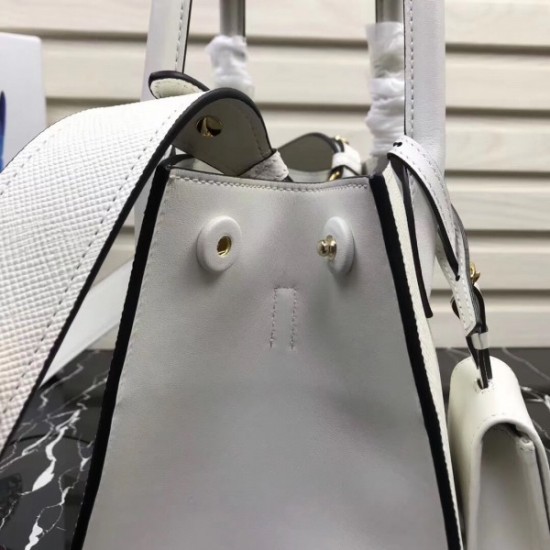 Prada Monochrome Bag In White Saffiano Leather