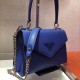 Prada Monochrome Top Handle Bag In Blue Saffiano Leather