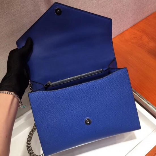 Prada Monochrome Top Handle Bag In Blue Saffiano Leather