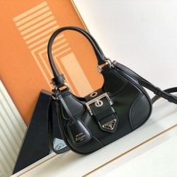 Prada Moon Bag in Black Re-Nylon and Leather