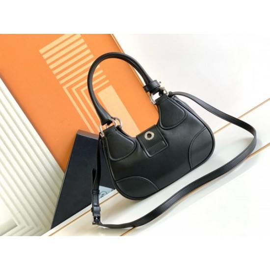 Prada Moon Bag in Black Re-Nylon and Leather