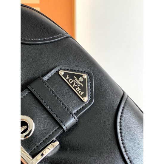 Prada Moon Bag in Black Re-Nylon and Leather