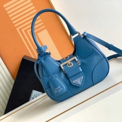 Prada Moon Bag in Blue Padded Nappa Leather