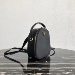 Prada Odette Backpack In Black Saffiano Leather