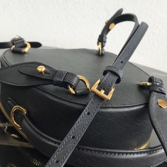 Prada Odette Backpack In Black Saffiano Leather