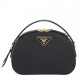 Prada Odette Black Saffiano And Blue Crocodile Bag