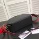 Prada Odette Black Saffiano And Red Crocodile Bag