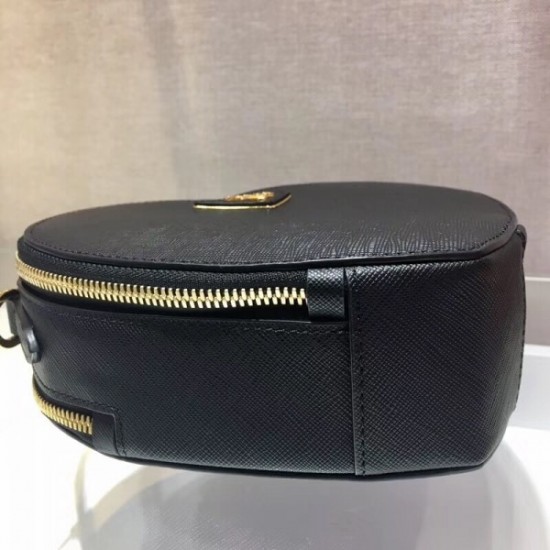 Prada Odette Heart Bag In Black Saffiano Leather