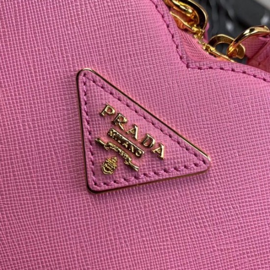 Prada Odette Heart Bag In Pink Saffiano Leather