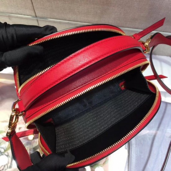 Prada Odette Red Saffiano Leather Bag