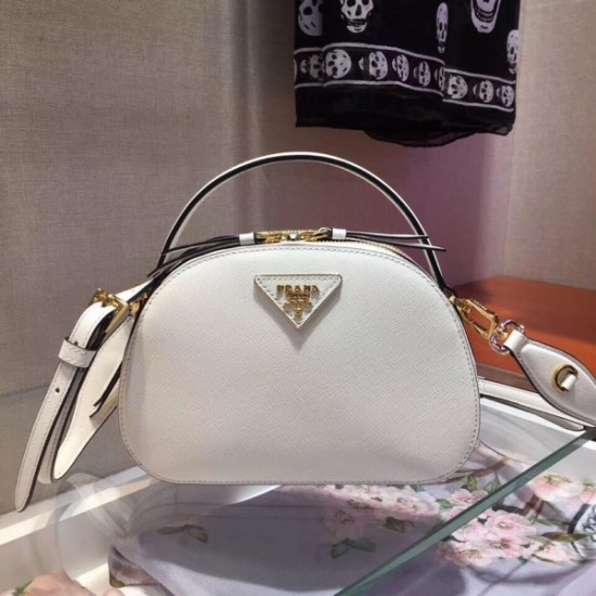 Prada Odette White Saffiano Leather Bag