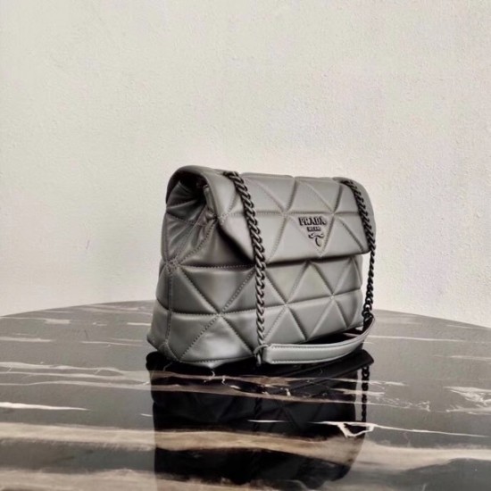 Prada Large Spectrum Bag In Grey Nappa Leather