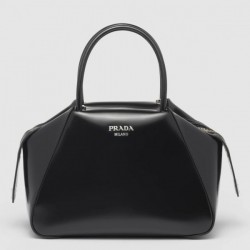 Prada Supernova Small Handbag In Black Brushed Leather