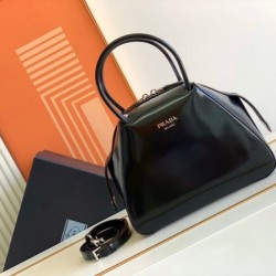 Prada Supernova Small Handbag In Black Brushed Leather