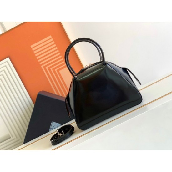 Prada Supernova Small Handbag In Black Brushed Leather