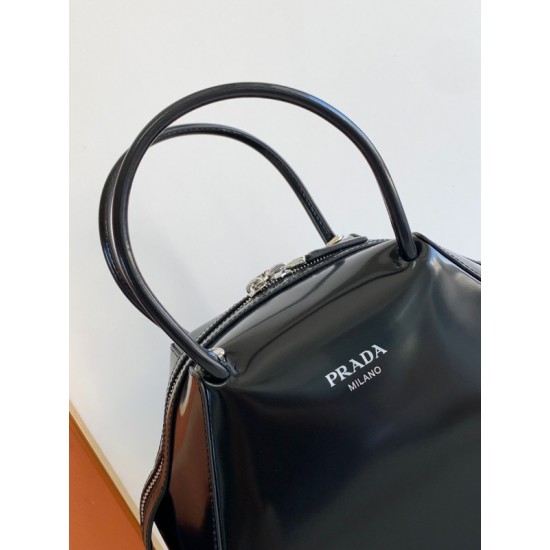 Prada Supernova Small Handbag In Black Brushed Leather