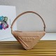 Prada Triangle Pouch Bag In Beige Leather