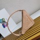 Prada Triangle Pouch Bag In Beige Leather