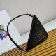 Prada Triangle Pouch Bag In Black Leather