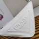 Prada Triangle Pouch Bag In White Leather