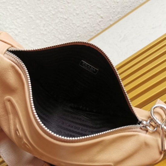 Prada Triangle Shoulder Bag In Beige Leather