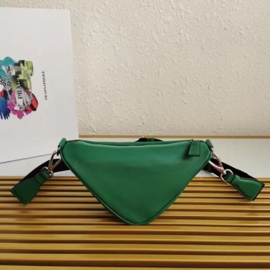 Prada Triangle Shoulder Bag In Green Leather