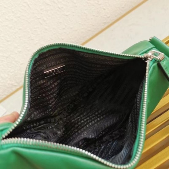 Prada Triangle Shoulder Bag In Green Leather